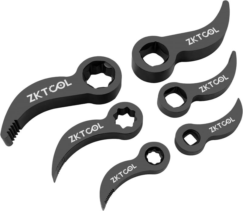 ZKTOOL 6PC Pry Bar Wrench Adaptor Head Kit,Crowbar Adapter Head Tools, The Square Outline Does Not Slip Easily, Includes 1/2" 3/8" 1/4" D 4pt/8pt (Square) Profile - Image 2